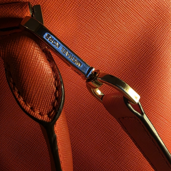 Michael Kors Cindy Medium Dome Satchel - Mandarin Saffiano Leather - Picture 13 of 16